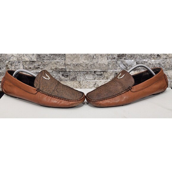 Vestigium Men\'s Brown Leather Loafers Driving Moccasins Slip-On Sharkskin Luxury main image 5